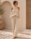 Conjunto de punto y lino a la moda