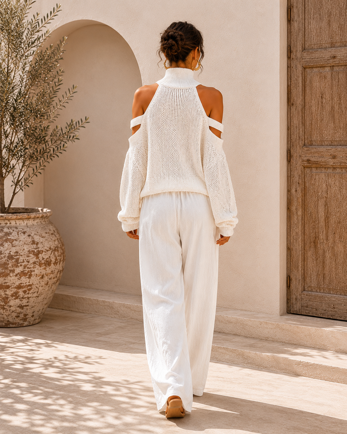 Conjunto de punto y lino a la moda