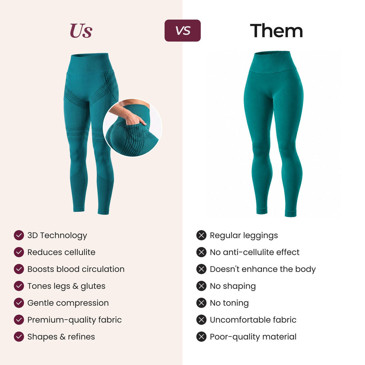 Leggings Contour 3D con bolsillo